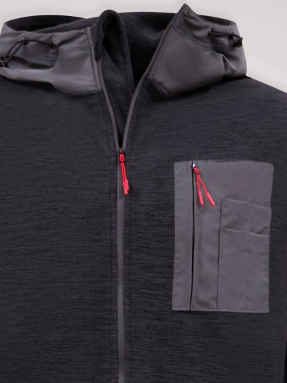 D555 Damien Micro Fleece Zip Through Hoody Zwart/Grijs - Sweaters & hoodies - Sweaters & Hoodies Grote Maten Heren