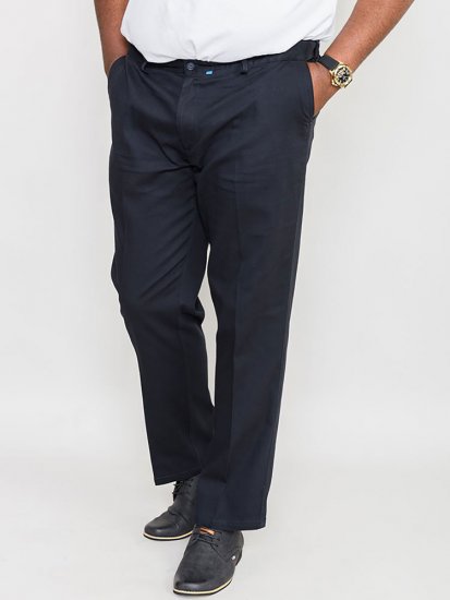 D555 Bruno Stretch Chino pants with Extenda Waist Indigo Blue - Jeans & broeken - Jeans & Broeken Grote Maten Heren