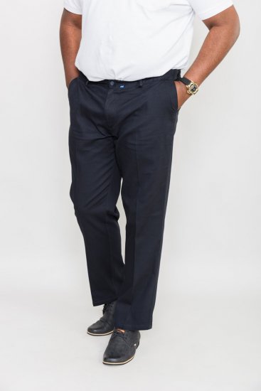 D555 Bruno Stretch Chino pants with Extenda Waist Indigo Blue - Jeans & broeken - Jeans & Broeken Grote Maten Heren