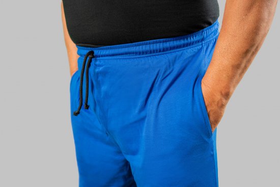 20 Nodi Short Leg Sports Pants in Combed Cotton Jersey Blue - Joggingbroeken & shorts - Joggingbroeken & Shorts Heren Grote Maten