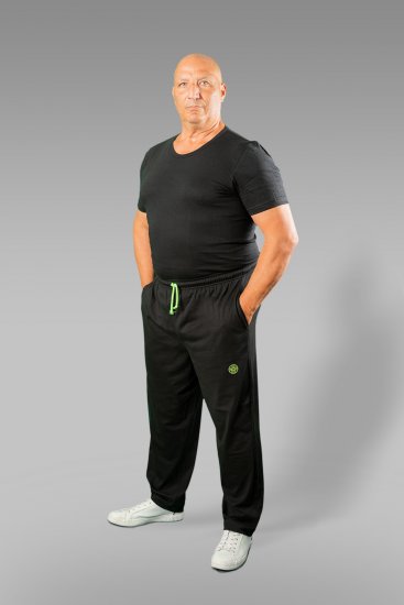 20 Nodi Long Leg Sports Pants in Combed Cotton Jersey Black - Joggingbroeken & shorts - Joggingbroeken & Shorts Heren Grote Maten