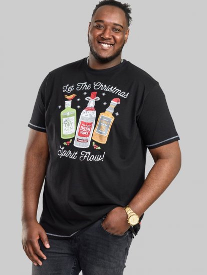 D555 SPIRIT Christmas Spirit Printed T-Shirt Black - T-shirts - Grote Maten T-shirts Heren