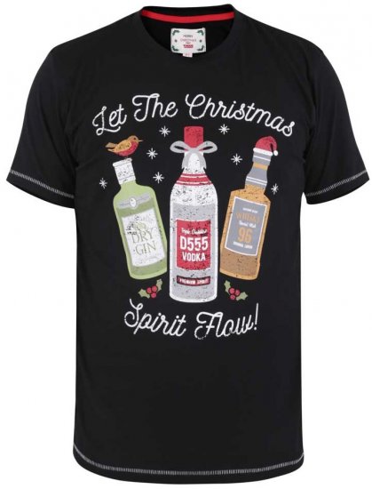D555 SPIRIT Christmas Spirit Printed T-Shirt Black - T-shirts - Grote Maten T-shirts Heren