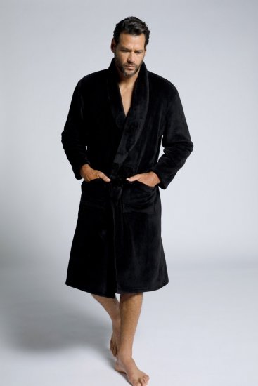 JP1880 Bathrobe with Spacious Patch Pockets Black - Ondergoed & zwem - Grote Maten Ondergoed Heren