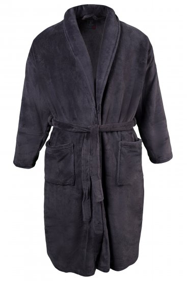 JP1880 Bathrobe with Spacious Patch Pockets Grey - Ondergoed & zwem - Grote Maten Ondergoed Heren