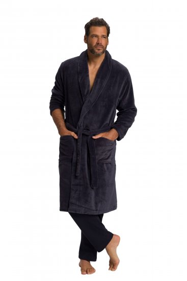 JP1880 Bathrobe with Spacious Patch Pockets Grey - Ondergoed & zwem - Grote Maten Ondergoed Heren