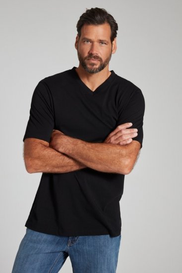 JP1880 702415 T-shirt met V-hals Zwart - T-shirts - Grote Maten T-shirts Heren
