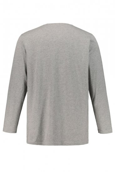 JP1880 702555 Henley T-shirt met lange mouwen Grijs gemêleerd - T-shirts - Grote Maten T-shirts Heren