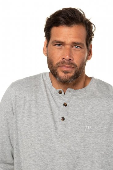 JP1880 702555 Henley T-shirt met lange mouwen Grijs gemêleerd - T-shirts - Grote Maten T-shirts Heren