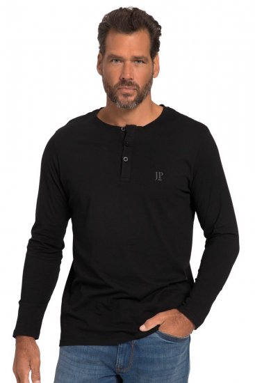 JP1880 702555 Henley T-shirt met lange mouwen Zwart - T-shirts - Grote Maten T-shirts Heren