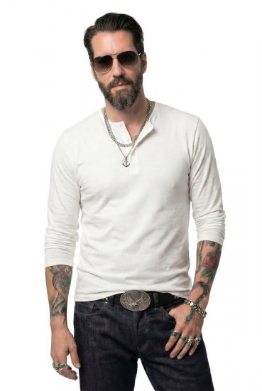 JP1880 702555 Henley T-shirt met lange mouwen Wit - T-shirts - Grote Maten T-shirts Heren