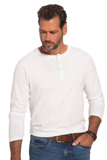 JP1880 702555 Henley T-shirt met lange mouwen Wit - T-shirts - Grote Maten T-shirts Heren