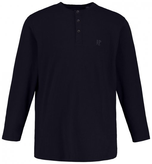 JP1880 702555 Henley T-shirt met lange mouwen Donkerblauw - T-shirts - Grote Maten T-shirts Heren