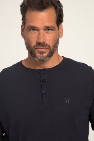 JP1880 702555 Henley T-shirt met lange mouwen Donkerblauw - T-shirts - Grote Maten T-shirts Heren