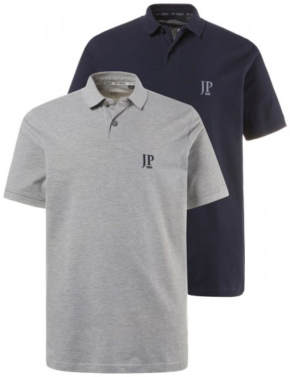 JP1880 704317 Poloshirt 2-pack Donkerblauw/Grijs gemêleerd - Polo shirts - Grote Maten Poloshirts Heren
