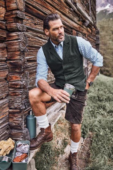 JP1880 Genuine Leather Traditional Lederhosen Shorts Brown - Korte broeken - Grote Maten Korte Broeken Heren