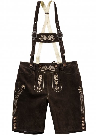 JP1880 Genuine Leather Traditional Lederhosen Shorts Brown - Korte broeken - Grote Maten Korte Broeken Heren