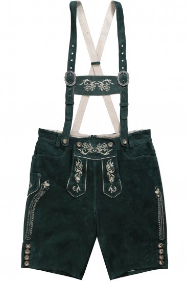 JP1880 Genuine Leather Traditional Lederhosen Shorts Green - Korte broeken - Grote Maten Korte Broeken Heren