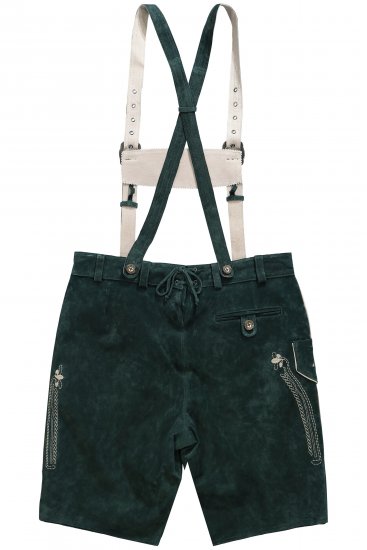 JP1880 Genuine Leather Traditional Lederhosen Shorts Green - Korte broeken - Grote Maten Korte Broeken Heren
