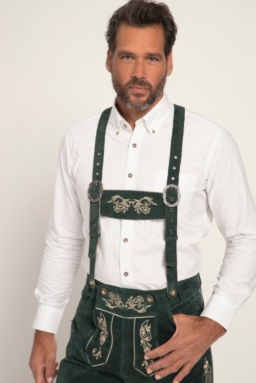 JP1880 Genuine Leather Traditional Lederhosen Shorts Green - JP1880 - JP1880 Grote Maten Herenkleding