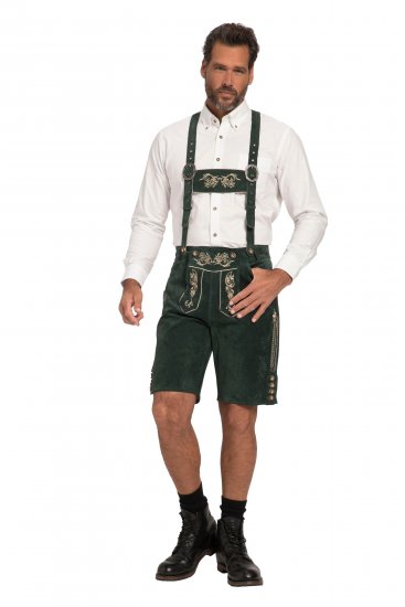 JP1880 Genuine Leather Traditional Lederhosen Shorts Green - Korte broeken - Grote Maten Korte Broeken Heren