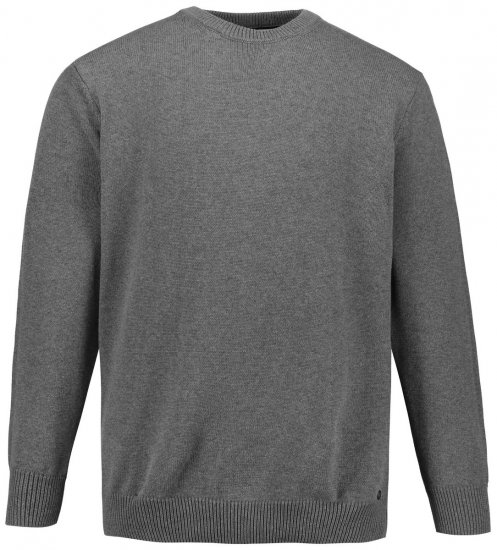 JP1880 708261 Gebreide trui met ronde hals Grijs gemêleerd - Sweaters & hoodies - Sweaters & Hoodies Grote Maten Heren