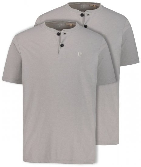 JP1880 708420 Henley T-shirt 2-pack Grijs gemêleerd - T-shirts - Grote Maten T-shirts Heren