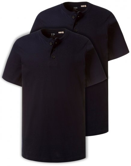JP1880 708420 Henley T-shirt 2-pack Donkerblauw - T-shirts - Grote Maten T-shirts Heren