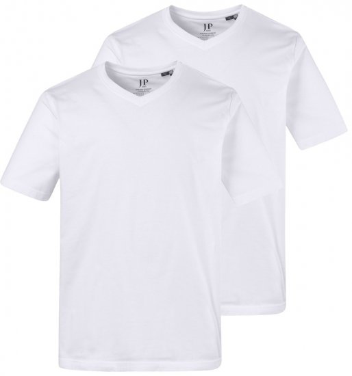 JP1880 711318 T-shirt met V-hals 2-pack Wit - T-shirts - Grote Maten T-shirts Heren