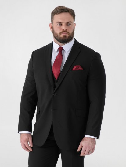 D555 Ted 4 Way Stretch Tailored Suit Jacket Zwart - Pakken - Grote Maten Kostuum Heren