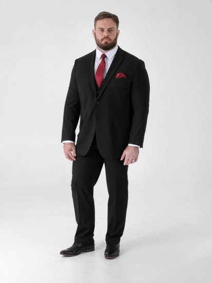 D555 Ted 4 Way Stretch Tailored Suit Jacket Zwart - Pakken - Grote Maten Kostuum Heren