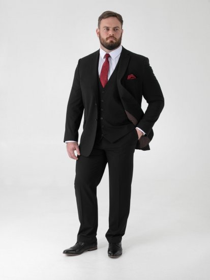 D555 Ted 4 Way Stretch Tailored Suit Jacket Zwart - Pakken - Grote Maten Kostuum Heren