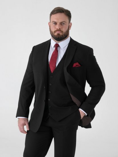 D555 Ted 4 Way Stretch Tailored Suit Jacket Zwart - Pakken - Grote Maten Kostuum Heren