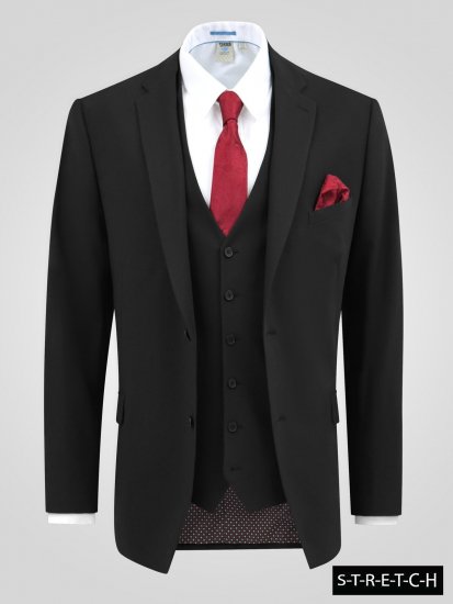 D555 Ted 4 Way Stretch Tailored Suit Jacket Zwart - Pakken - Grote Maten Kostuum Heren
