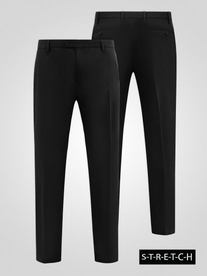 D555 Ted 4 Way Stretch Tailored Trouser Zwart - Pakken - Grote Maten Kostuum Heren