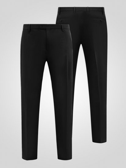 D555 Ted 4 Way Stretch Tailored Trouser Zwart - Pakken - Grote Maten Kostuum Heren