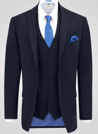 D555 Ted 4 Way Stretch Tailored Suit Jacket Navyblauw - Pakken - Grote Maten Kostuum Heren