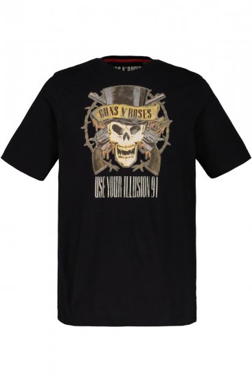 JP1880 Guns N’ Roses Skull Comfort Fit Band T-Shirt Black - T-shirts - Grote Maten T-shirts Heren