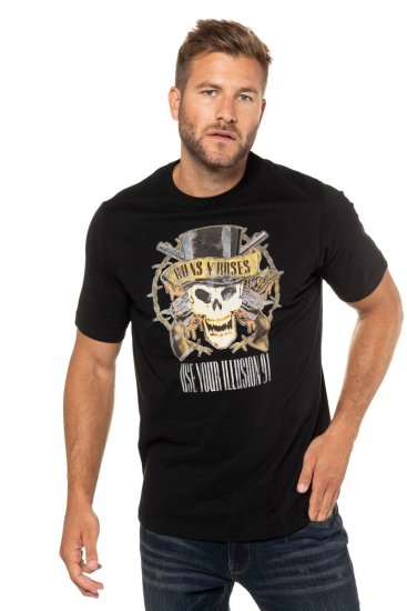 JP1880 Guns N’ Roses Skull Comfort Fit Band T-Shirt Black - T-shirts - Grote Maten T-shirts Heren