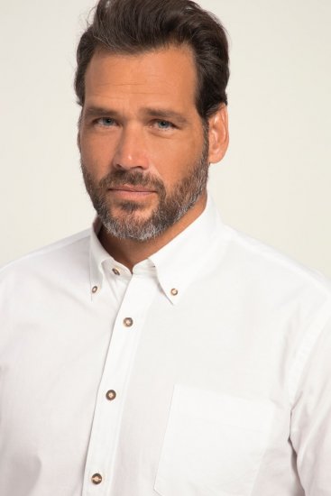 JP1880 Shirt Modern Fit Traditional Stag Horn White - Overhemden - Overhemden Grote Maten Heren