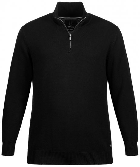 JP1880 716842 Gebreide trui met halve rits Zwart - Sweaters & hoodies - Sweaters & Hoodies Grote Maten Heren