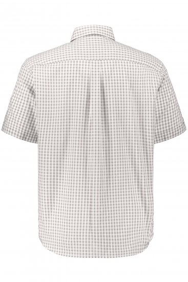 JP1880 Modern Fit Check Print Short Sleeve Shirt Grey - Overhemden - Overhemden Grote Maten Heren