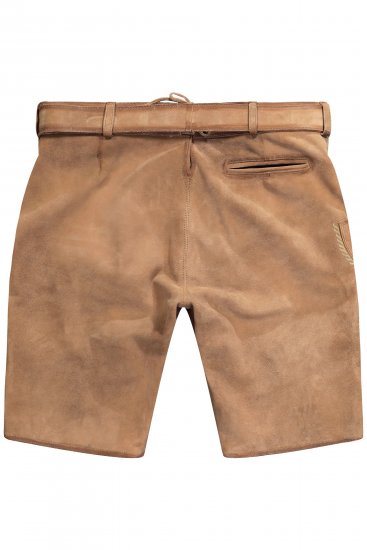 JP1880 Premium Goat Suede Staghorn Embroidery Shorts Leather Brown - Korte broeken - Grote Maten Korte Broeken Heren