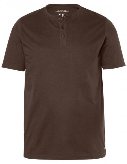 JP1880 Henley Basic T-Shirt with Buttons Brown - T-shirts - Grote Maten T-shirts Heren