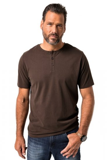 JP1880 Henley Basic T-Shirt with Buttons Brown - T-shirts - Grote Maten T-shirts Heren