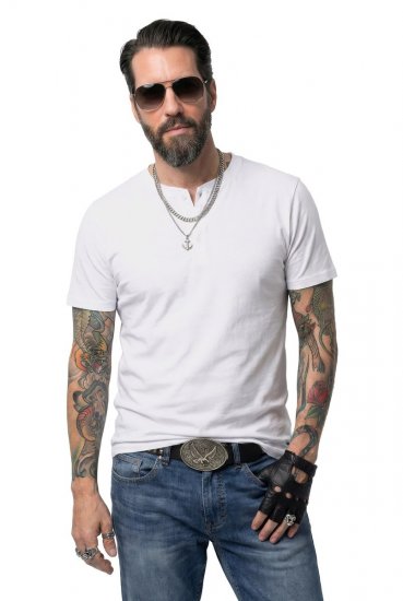 JP1880 726695 Henley T-shirt Wit - T-shirts - Grote Maten T-shirts Heren