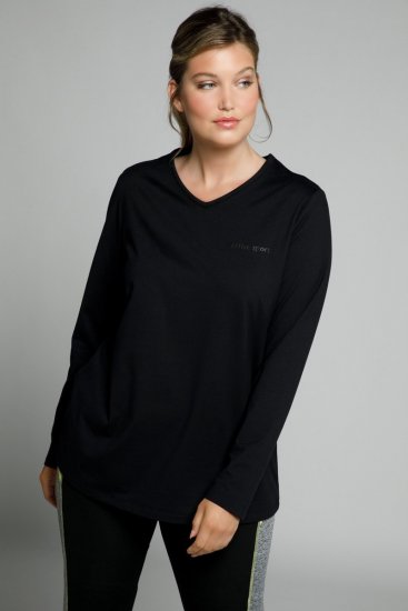 Ulla Popken 751623 Sneldrogend skishirt Zwart - Skikleding - 