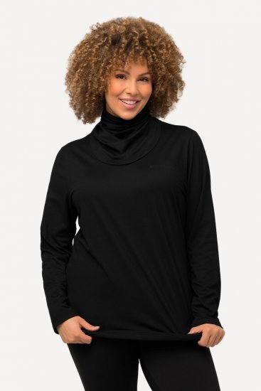 Ulla Popken 751623 Sneldrogend skishirt Zwart - Skikleding - 