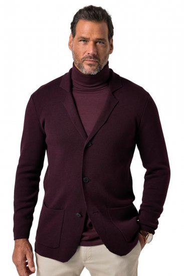 JP1880 Milano Flexnamic Gebreid colbert Aubergine - Pakken - Grote Maten Kostuum Heren