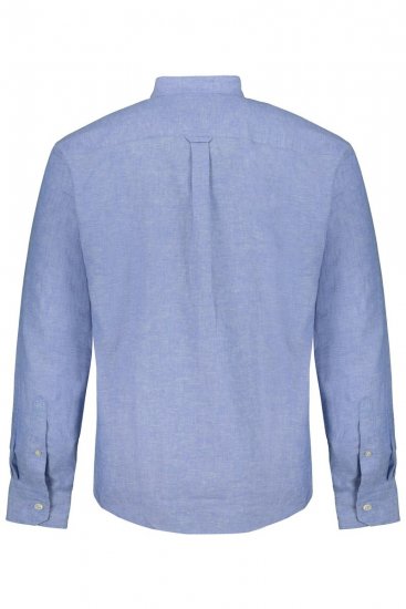 JP1880 790394 Overhemd met lange mouwen van linnenmix met opstaande kraag Grijsblauw TALL - TALL overhemden - TALL overhemden met extra lengte